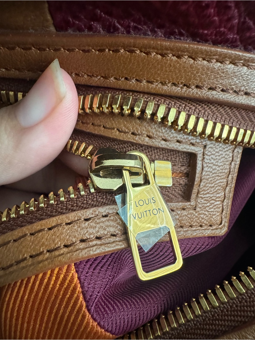 Louis Vuitton Brown, Tan & Burgundy Panelled Monogram Satchel - Picture 10 of 11